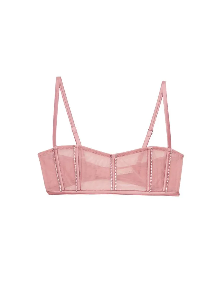 Bustiers and Bra Tops Lingerie Fleur Du Mal Brilliant Boned Bralette Rose Gold