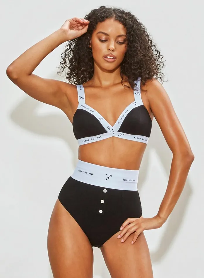 Bustiers and Bra Tops Lingerie Fleur Du Mal Garon Criss Cross Bralette Black