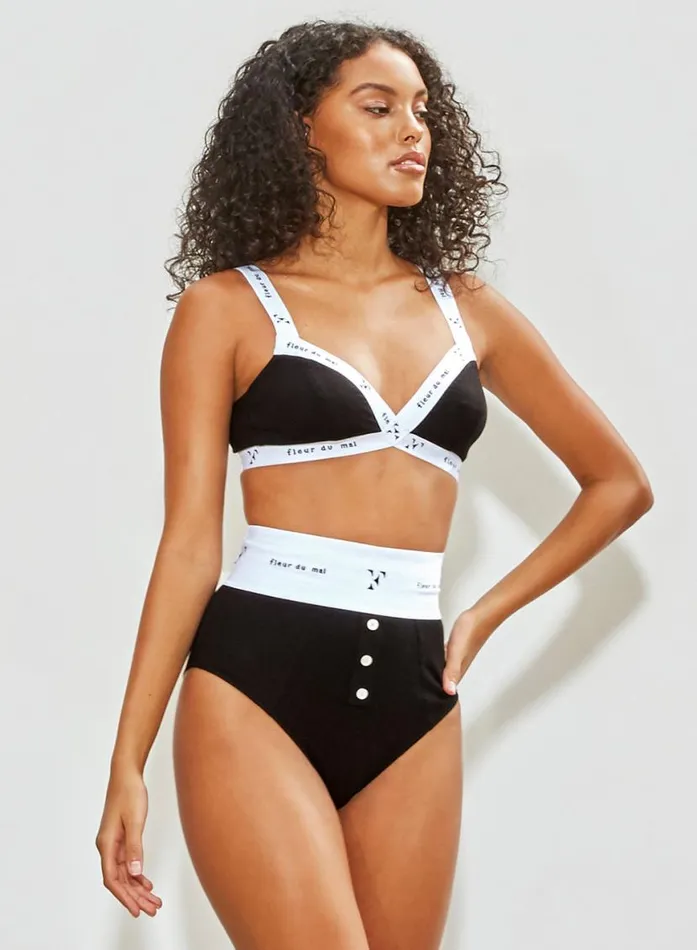 Bustiers and Bra Tops Lingerie Fleur Du Mal Garon Criss Cross Bralette Black