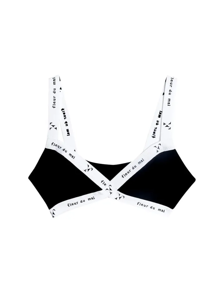 Bustiers and Bra Tops Lingerie Fleur Du Mal Garon Criss Cross Bralette Black
