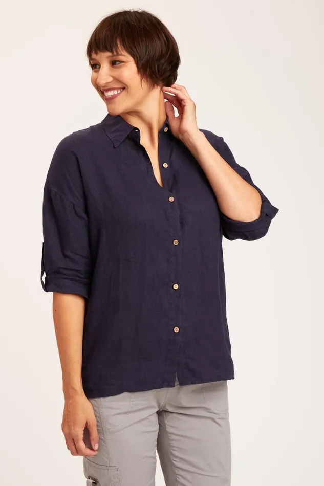 Carrie ButtonUp Navy Clothing XCVI ShirtsBlouses