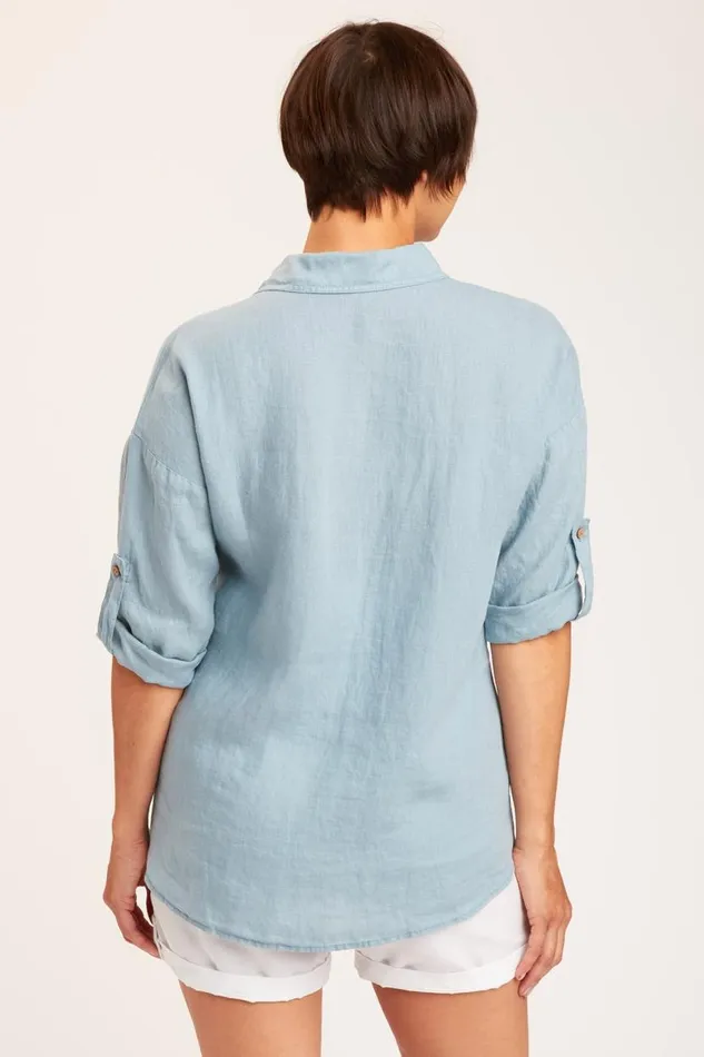 Carrie ButtonUp Peaceful Blue Clothing XCVI ShirtsBlouses