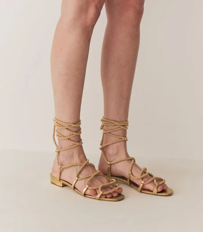 CASTILLE GLADIATOR SANDAL Gold Metallic Shop DEN Footwear
