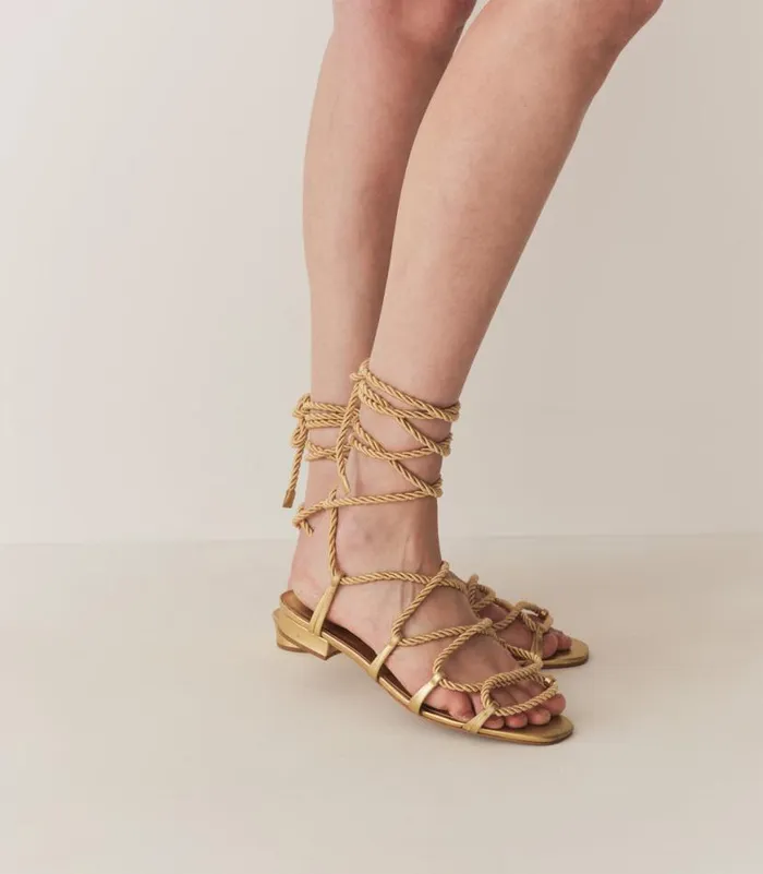 CASTILLE GLADIATOR SANDAL Gold Metallic Shop DEN Footwear