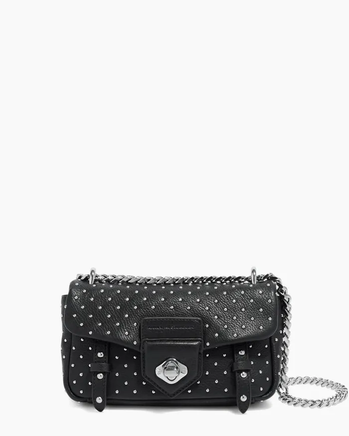 Chain Reaction Novelty Mini Shoulder Bag Black With Shiny Silver Studs Women Aimee Kestenberg Shoulder Bags Chain Reaction Novelty Mini Shoulder Bag Black With Shiny Silver Studs Women Aimee Kestenberg Shoulder Bags