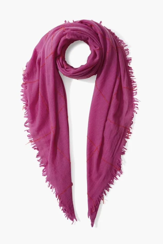 Chan Luu 100 Cashmere Scarf Hyacinth Windowpane Women Scarves
