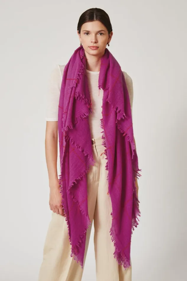 Chan Luu 100 Cashmere Scarf Hyacinth Windowpane Women Scarves