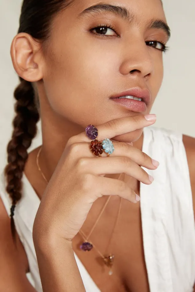 Chan Luu 14k Dahlia Ring Blue Topaz Women 14k Fine
