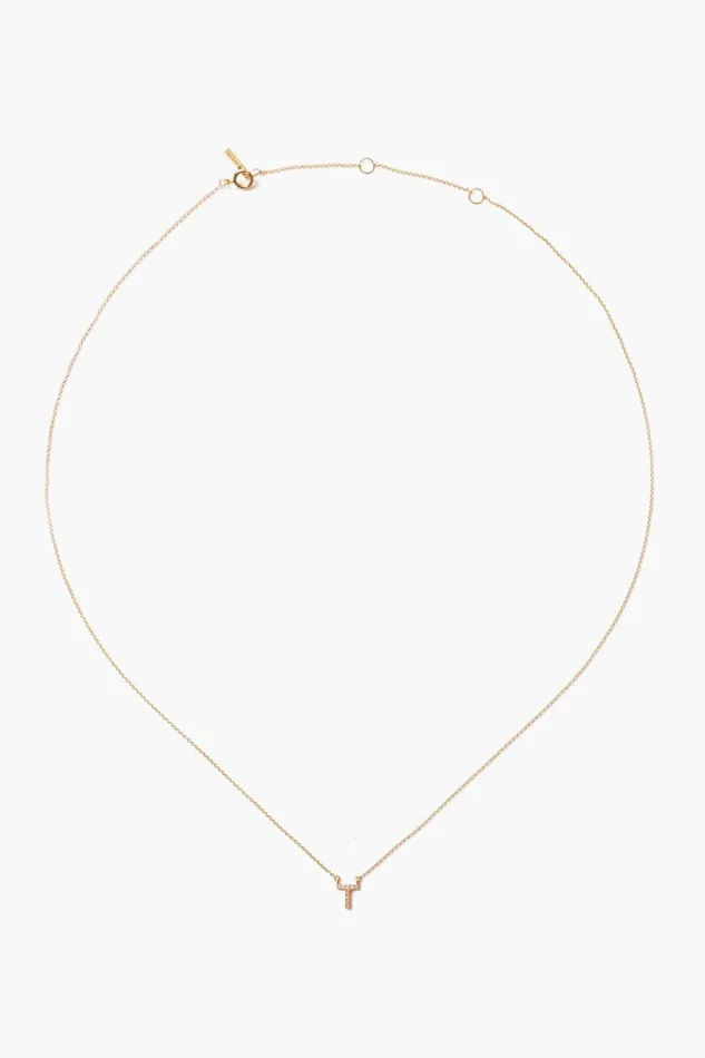 Chan Luu 14k Gold And White Diamond Initial Necklace Women Necklaces