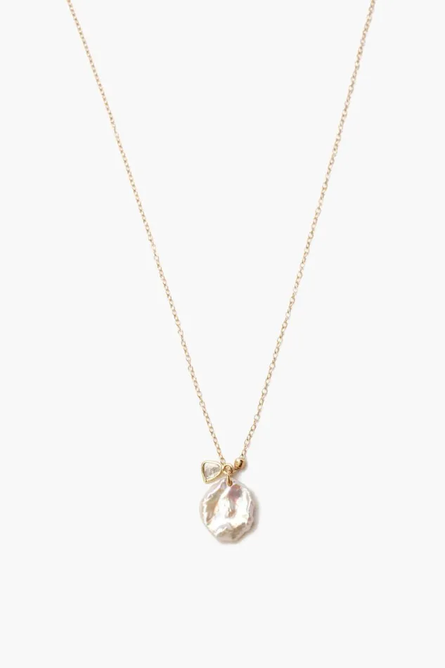Chan Luu 14k Keshi Pearl And Sliced Champagne Diamond Necklace Women Necklaces