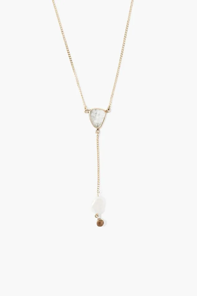 Chan Luu 14k Sloane Lariat Necklace White Pearl Mix Women Necklaces