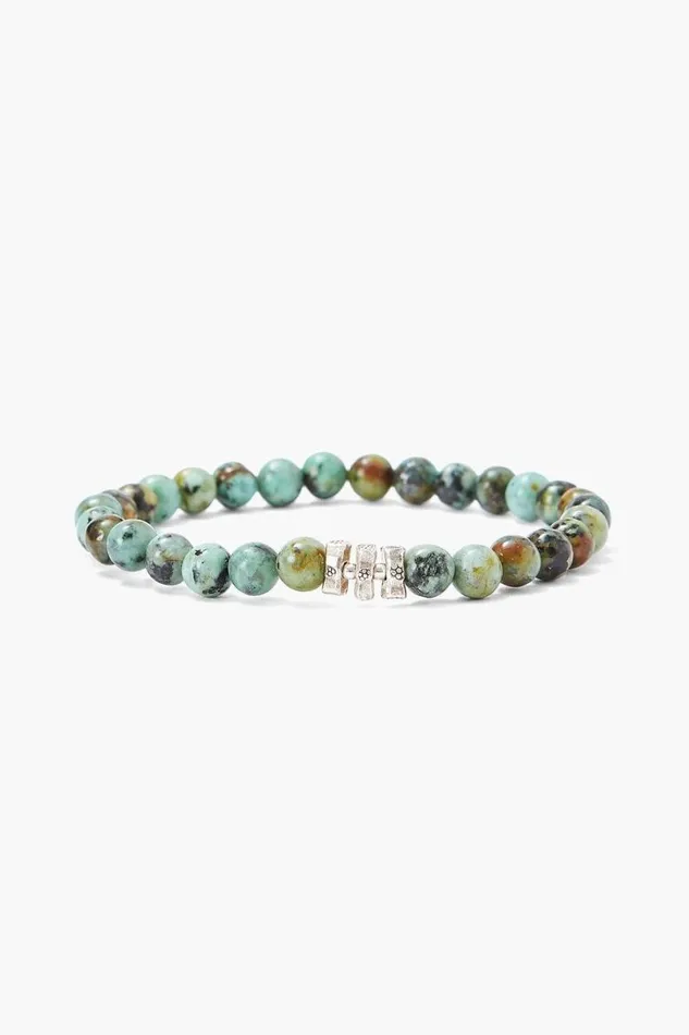 Chan Luu African Turquoise And Etched Silver Stretch Bracelet Women Bracelets