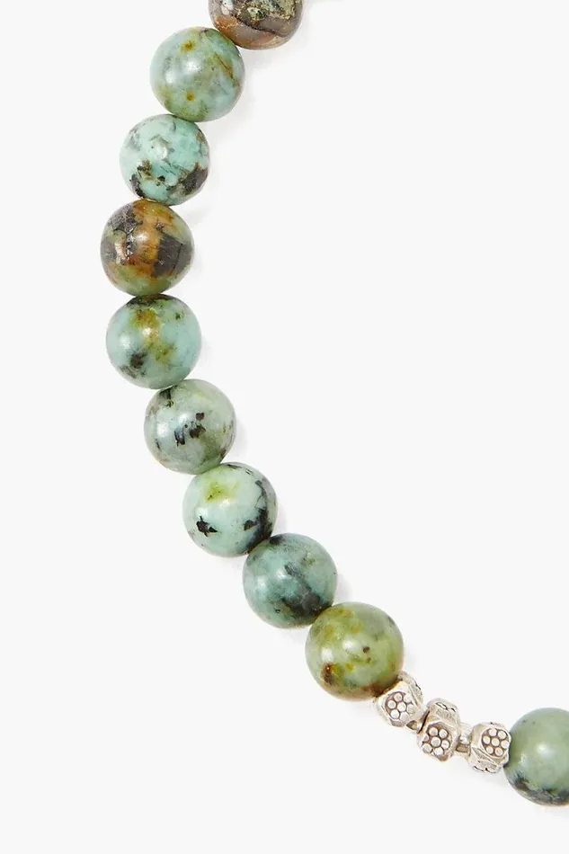 Chan Luu African Turquoise And Etched Silver Stretch Bracelet Women Bracelets