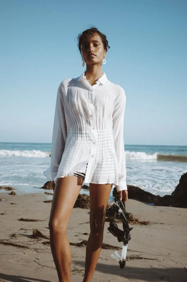 Chan Luu Allison Pintucked Blouse White Women Tops