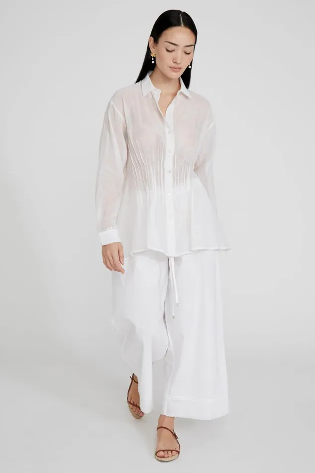 Chan Luu Allison Pintucked Blouse White Women Tops