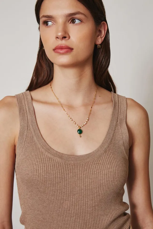 Chan Luu Aventurine Mix And Pearl Penina Pendant Necklace Women Necklaces