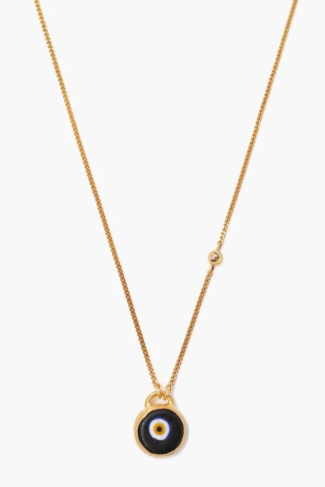 Chan Luu Black Evil Eye Necklace With Champagne Diamond Women Necklaces