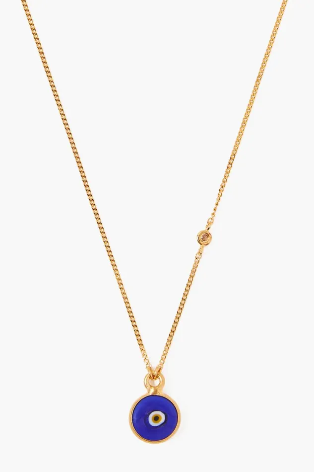Chan Luu Blue Evil Eye Necklace With Champagne Diamond Women Necklaces