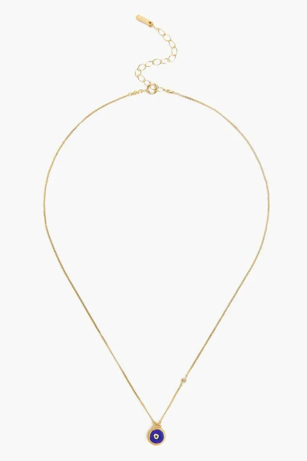 Chan Luu Blue Evil Eye Necklace With Champagne Diamond Women Necklaces