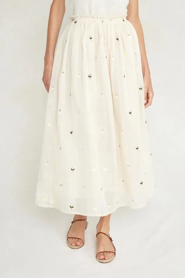 Chan Luu Caroline Ballet Skirt White Floral Women Bottoms