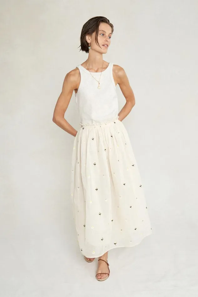 Chan Luu Caroline Ballet Skirt White Floral Women Bottoms