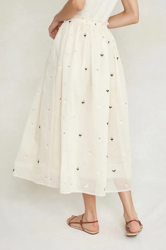 Chan Luu Caroline Ballet Skirt White Floral Women Bottoms