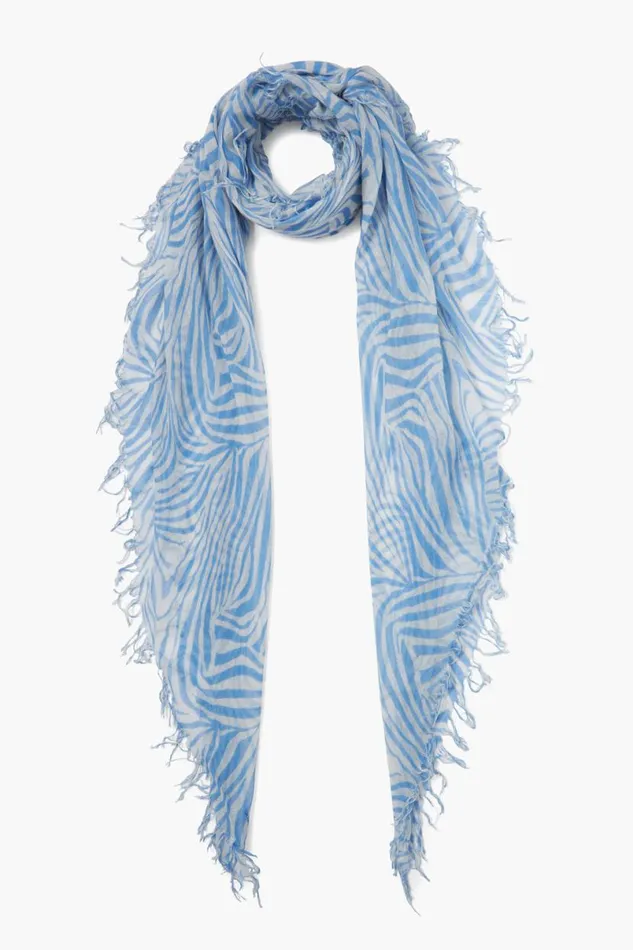 Chan Luu Cashmere And Silk Scarf Baby Blue Zebra Women Scarves