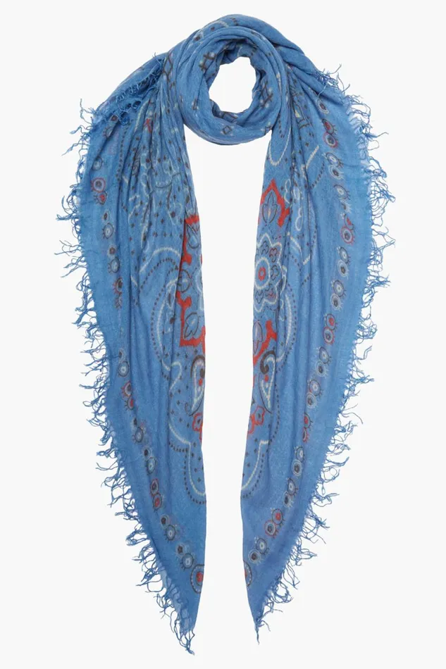 Chan Luu Cashmere And Silk Scarf Blue Mandala Women Scarves