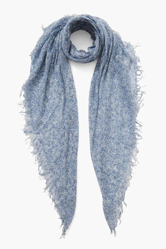 Chan Luu Cashmere And Silk Scarf Chambray Hibiscus Women Scarves