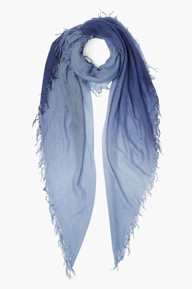 Chan Luu Cashmere And Silk Scarf Crown Blue Tempest Dip Dyed Women Scarves