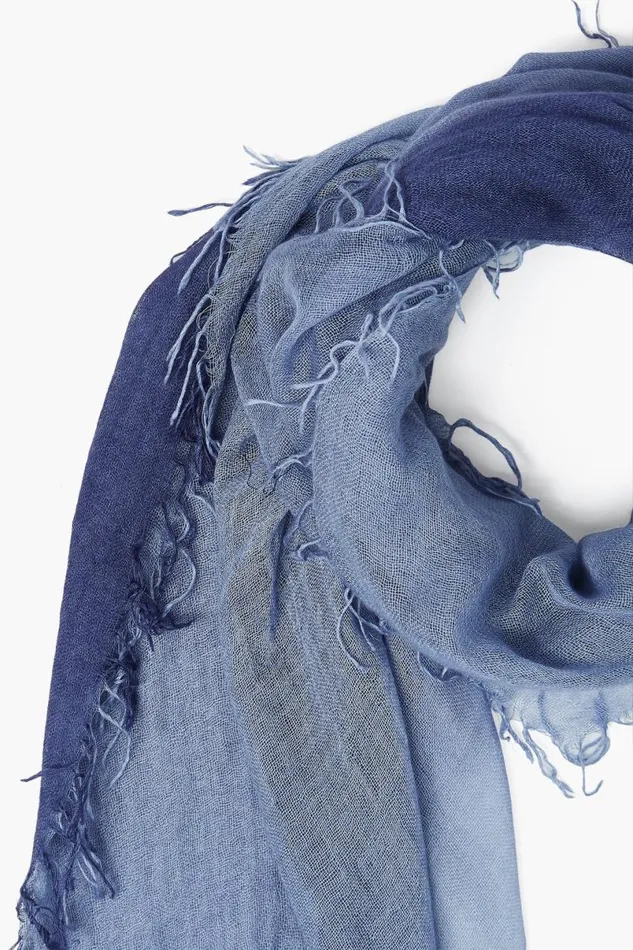 Chan Luu Cashmere And Silk Scarf Crown Blue Tempest Dip Dyed Women Scarves