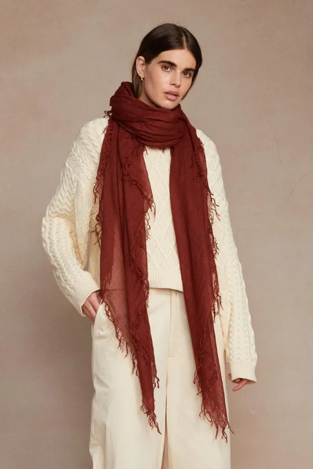 Chan Luu Cashmere And Silk Scarf Fired Brick Women Scarves