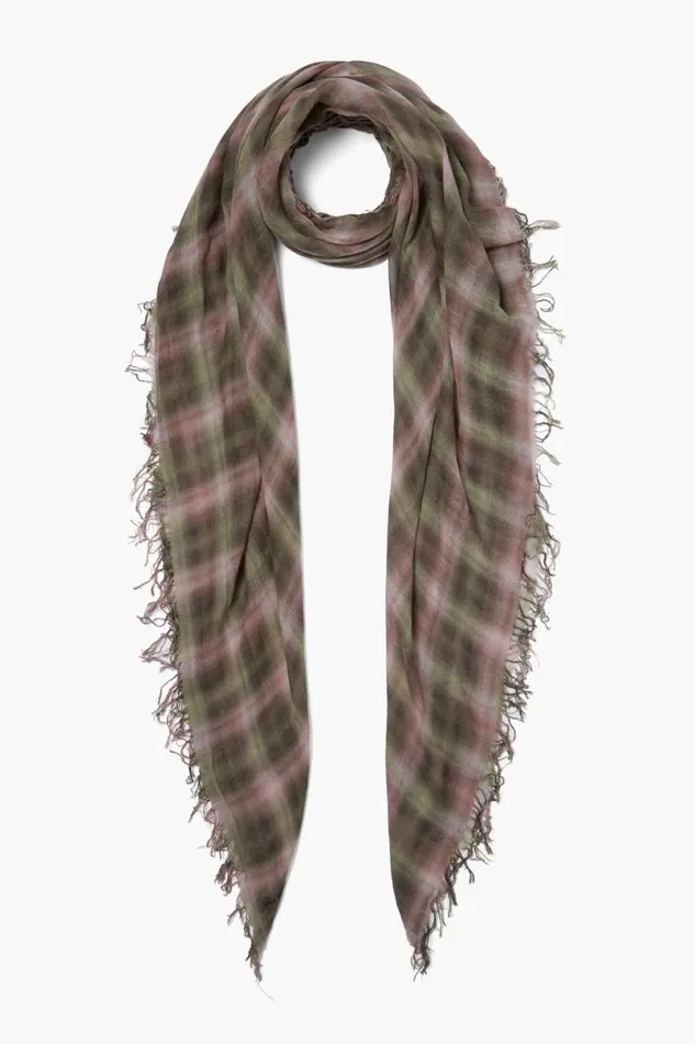 Chan Luu Cashmere And Silk Scarf Forest Plaid Women Scarves