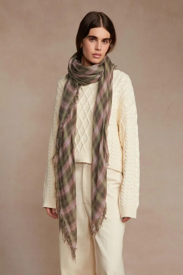 Chan Luu Cashmere And Silk Scarf Forest Plaid Women Scarves