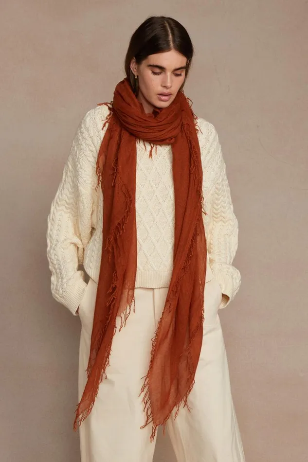 Chan Luu Cashmere And Silk Scarf Ginger Bread Women Scarves
