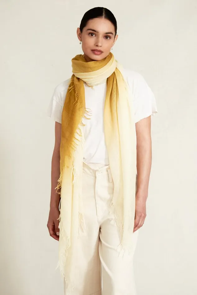 Chan Luu Cashmere And Silk Scarf Green Sulphur Dip Dyed Women Scarves