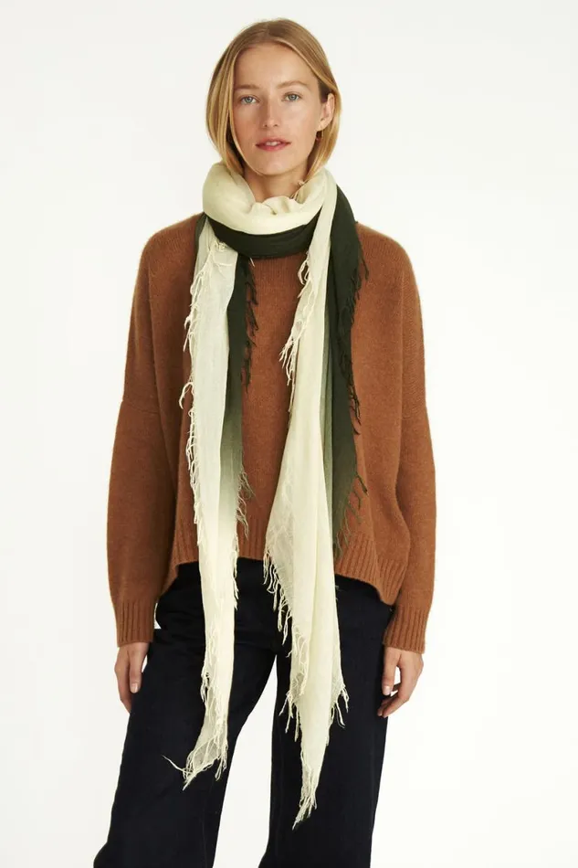 Chan Luu Cashmere And Silk Scarf Kombu Green Dip Dyed Women Scarves