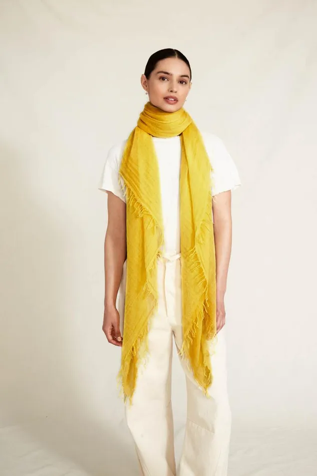 Chan Luu Cashmere And Silk Scarf Lemon Women Scarves