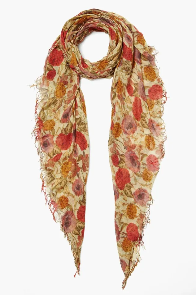 Chan Luu Cashmere And Silk Scarf Marigold Floral Women Scarves