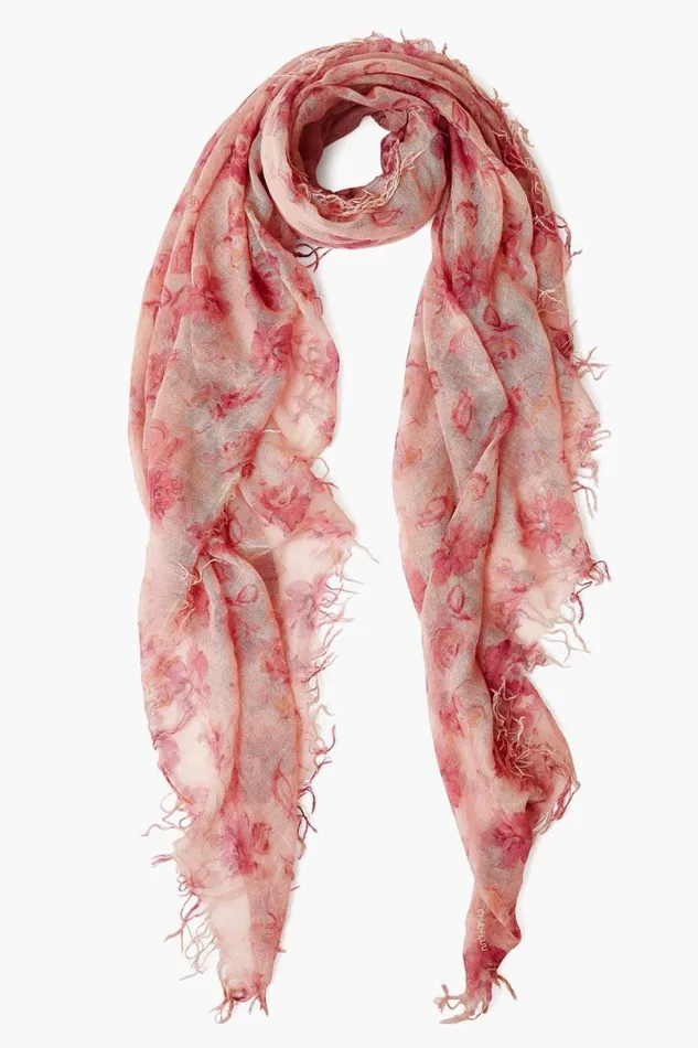 Chan Luu Cashmere And Silk Scarf Mauve French Floral Women Scarves