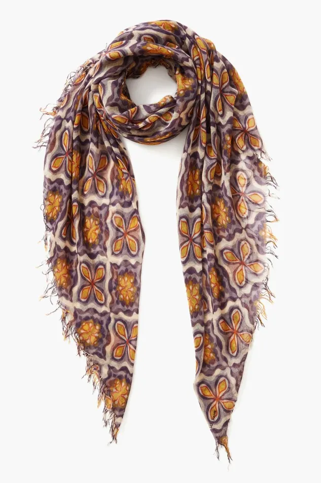 Chan Luu Cashmere And Silk Scarf Medieval Blue Crux Women Scarves