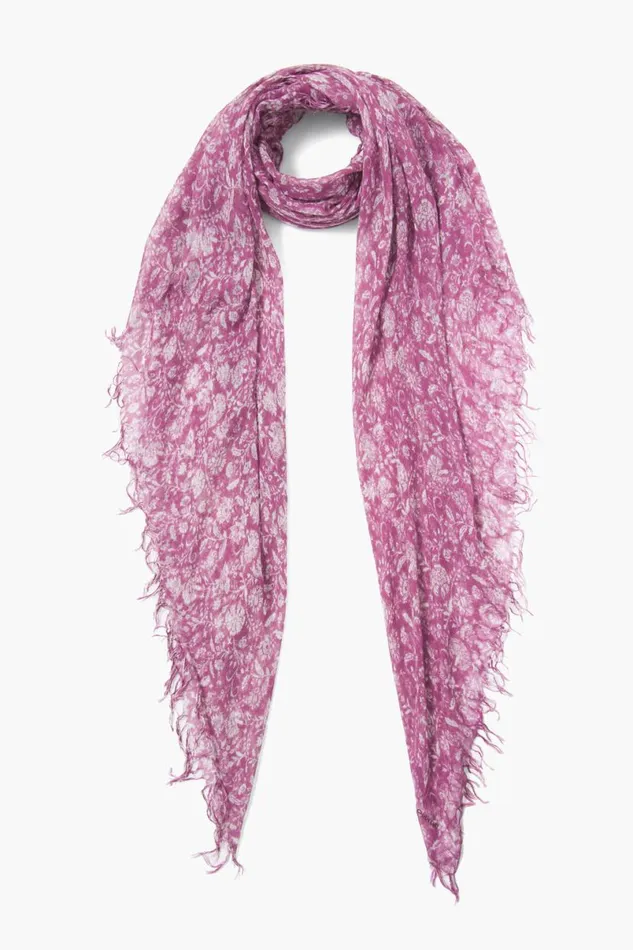 Chan Luu Cashmere And Silk Scarf Mulberry Dahlia Floral Women Scarves