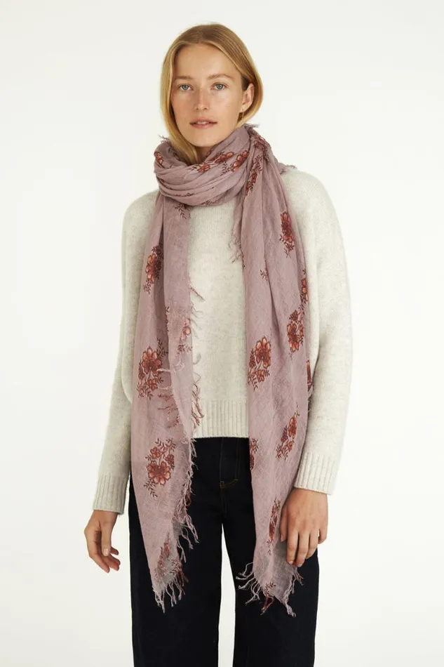 Chan Luu Cashmere And Silk Scarf Orchid Hush Hibiscus Floral Women Scarves