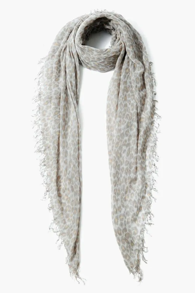 Chan Luu Cashmere And Silk Scarf White Leopard Women Scarves