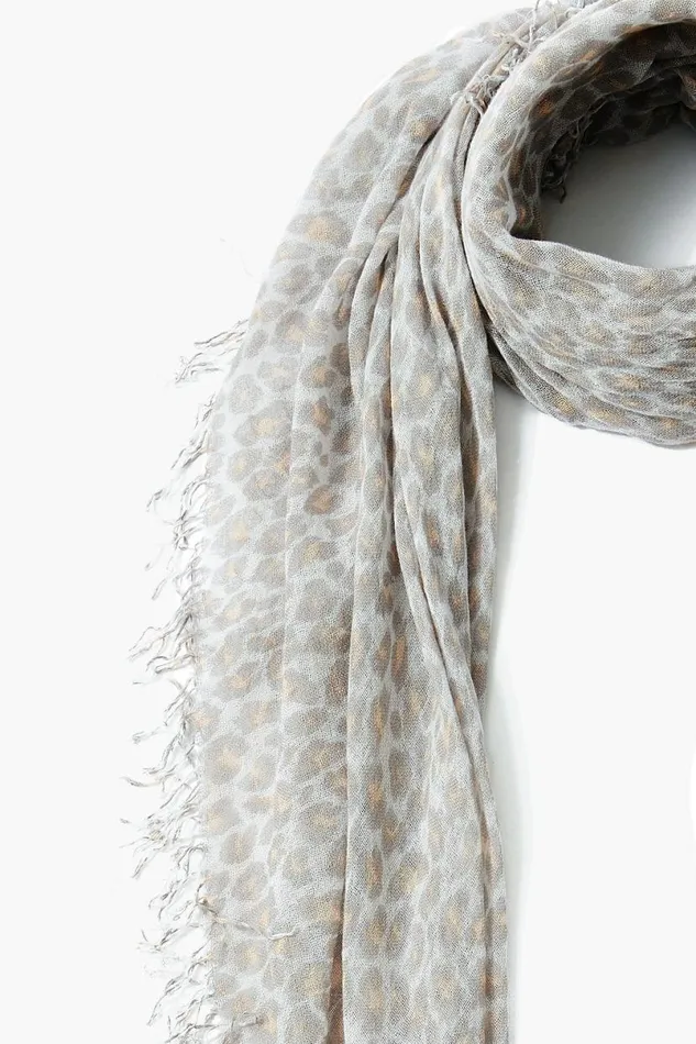 Chan Luu Cashmere And Silk Scarf White Leopard Women Scarves