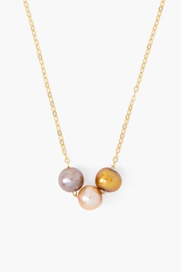 Chan Luu Champagne Mix Pearl Trinity Necklace Women Necklaces