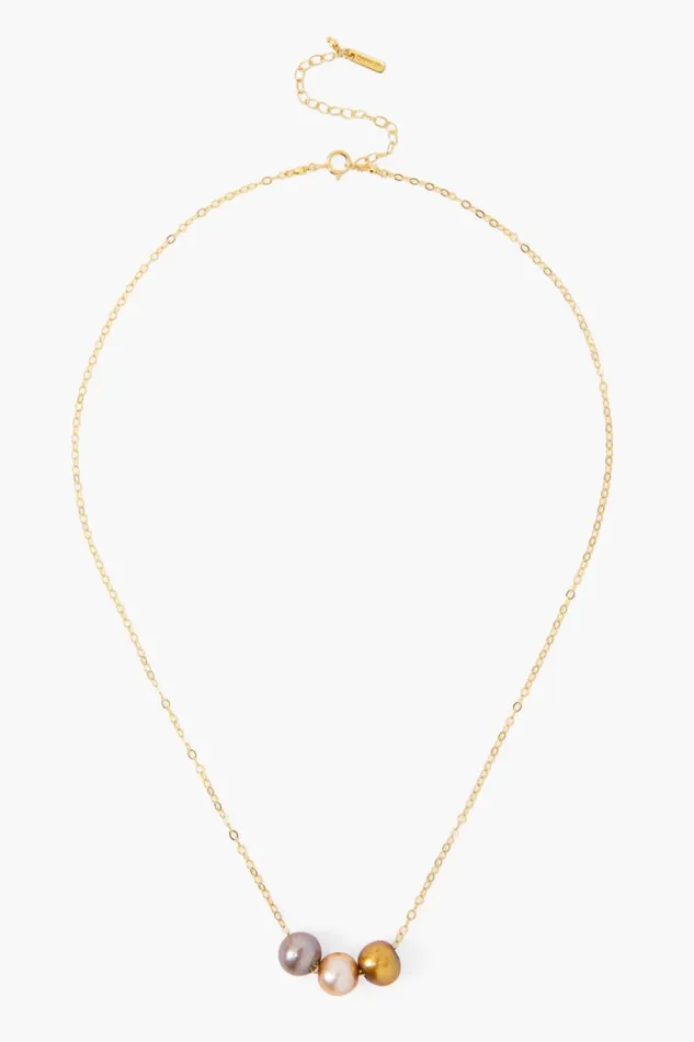Chan Luu Champagne Mix Pearl Trinity Necklace Women Necklaces