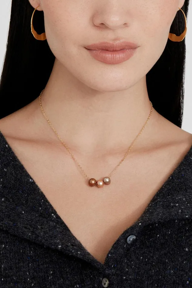 Chan Luu Champagne Mix Pearl Trinity Necklace Women Necklaces