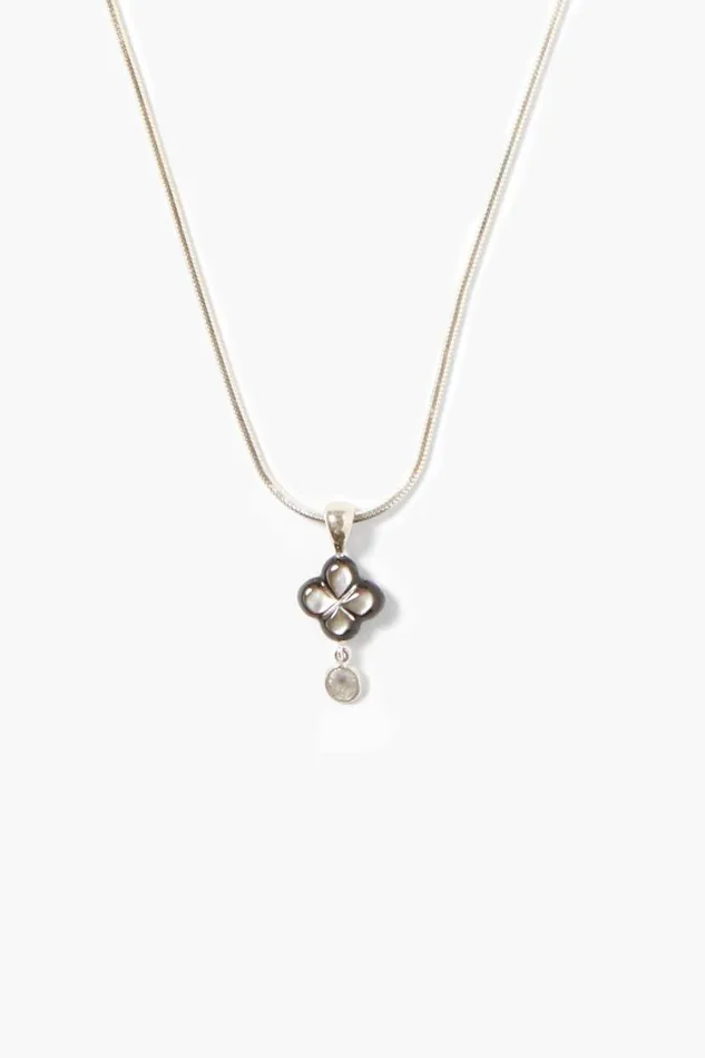 Chan Luu Diamond Drop Clover Necklace Black MOP Women Necklaces