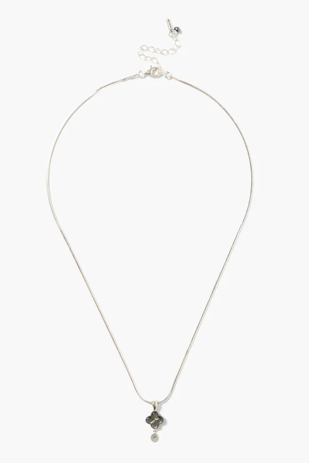 Chan Luu Diamond Drop Clover Necklace Black MOP Women Necklaces